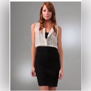 Theory Louise Mix Media Silk Bodycon Shirt Dress